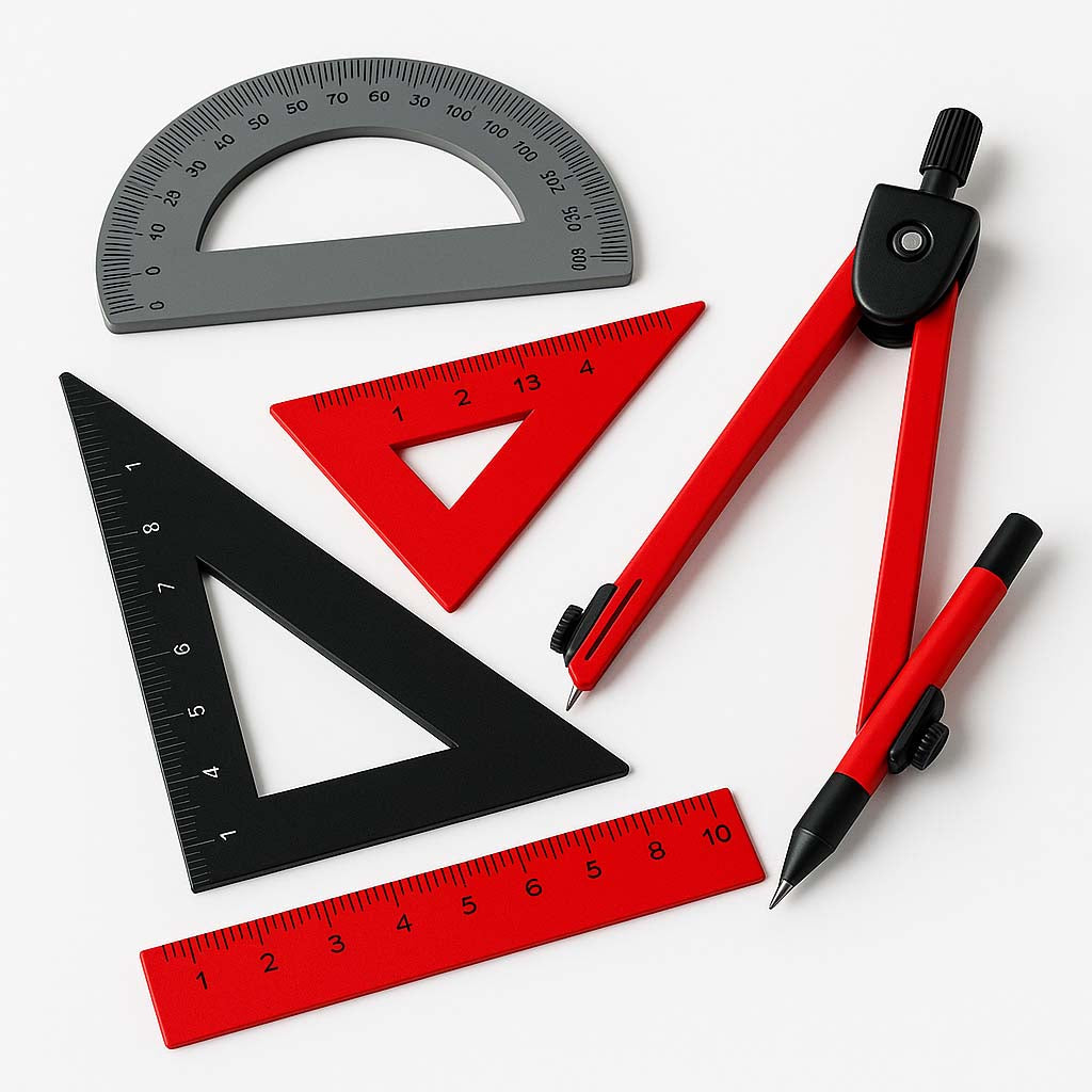 Truse geometrice, rigle, compas