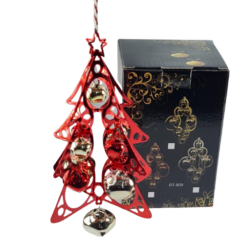 Ornament brad metal rosu