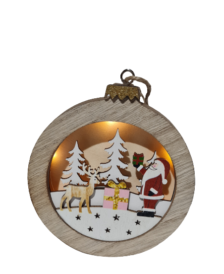Ornament Craciun lemn cu led