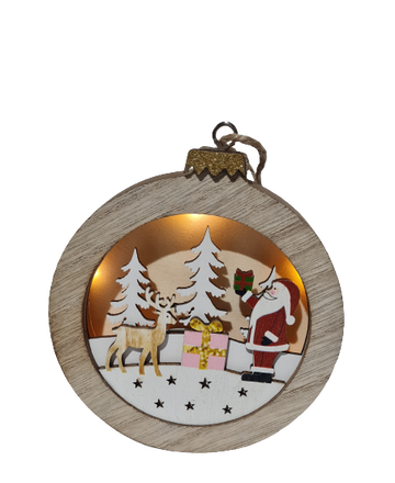 Ornament craciun lemn cu led - Egross