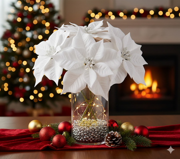 Floare artificiala Craciunita cu clips de prindere