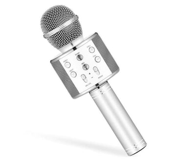 Microfon 858 karaoke , conexiune bluetooth , difuzor incorporat , argintiu - Egross