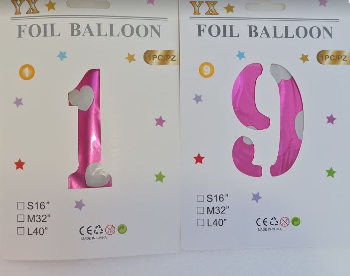 Balon folie cifra roz 45cm