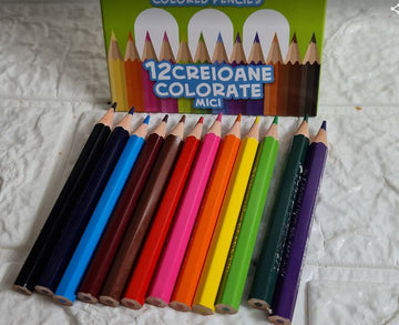 Creioane colorate mici 12 nuante ecada - Egross
