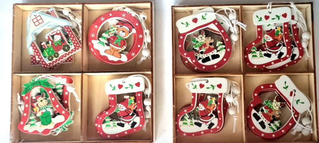 Ornament Craciun din lemn 12/set
