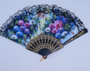 Evantai negru cu motiv floral - Egross