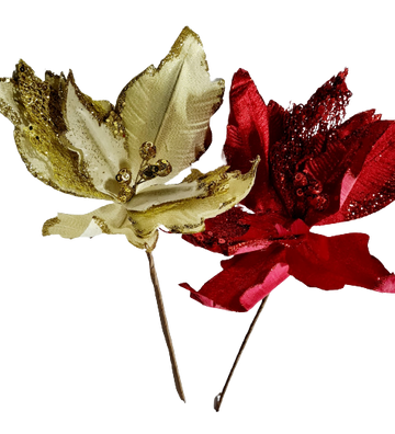 Floare artificiala craciunita cu sclipici - Egross