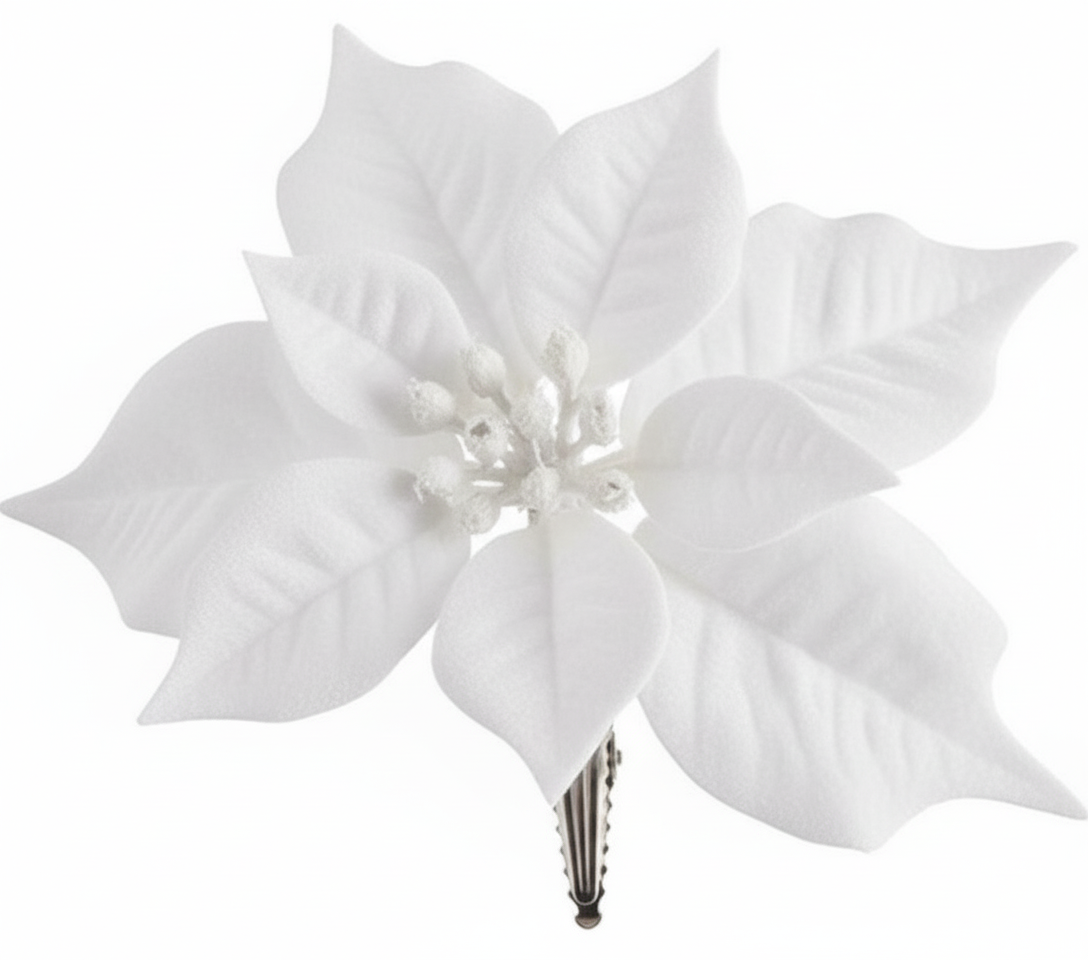 Floare artificiala Craciunita cu clips de prindere