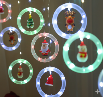 Instalatie perdea Craciun cu figurine