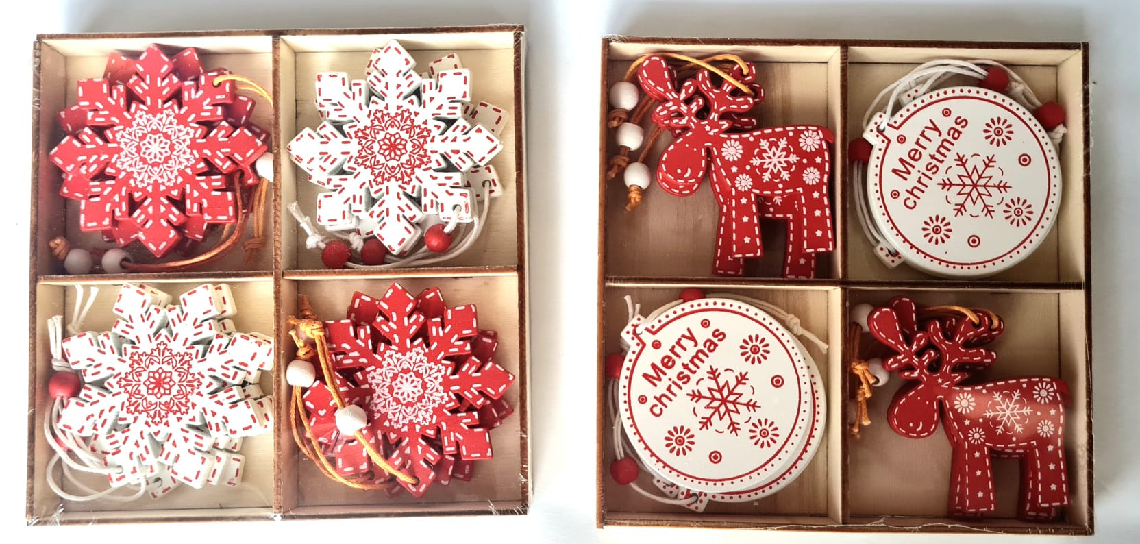 Ornament Craciun din lemn 12/set