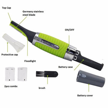 Trimmer facial, 2 accesorii incluse, cu acumulator, verde - Egross