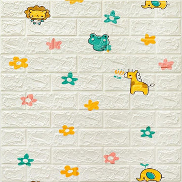 Tapet 3d autoadeziv 70 cm x 77 cm x 0,3 cm, design lumea animalelor alb - Egross