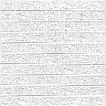 Tapet 3d, autoadeziv 70 cm x 77 cm x 0,3 cm, model caramida, alb - Egross