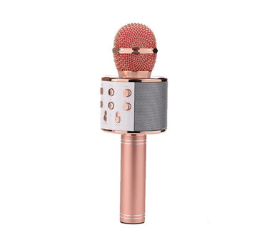 Microfon 858 karaoke , conexiune bluetooth , difuzor incorporat , rose gold - Egross