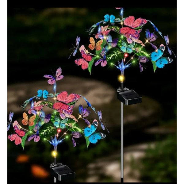 Lampa solara gradina cu fluturi multicolori